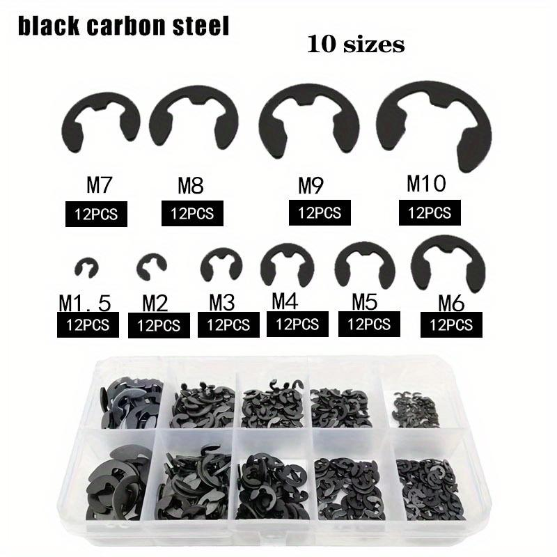 Snap Fastener Set - 120PCS Black Stainless Steel Retaining Circlip